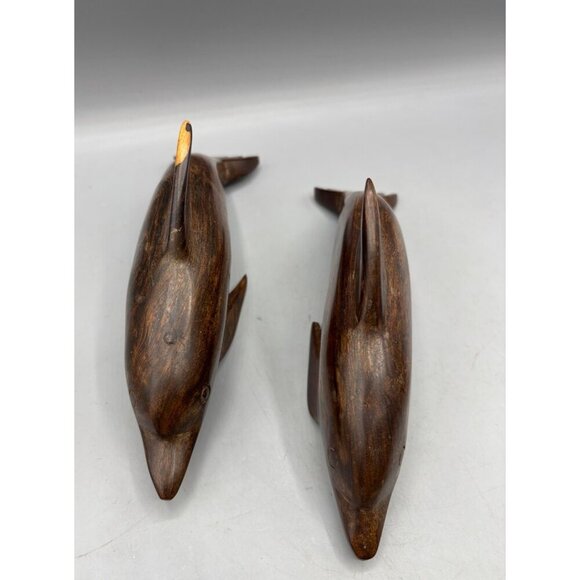 Vtg 3 Pc Ironwood Hand Carved Wood Pelican Crane Dolphins‎ Figurines Nautical - Picture 2 of 10